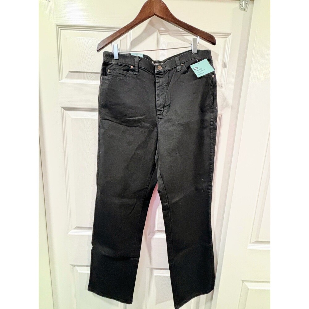 Women's Lee Jeans, Black, Size 16 Long, Relaxed Fit, Straight Leg, At the Waist